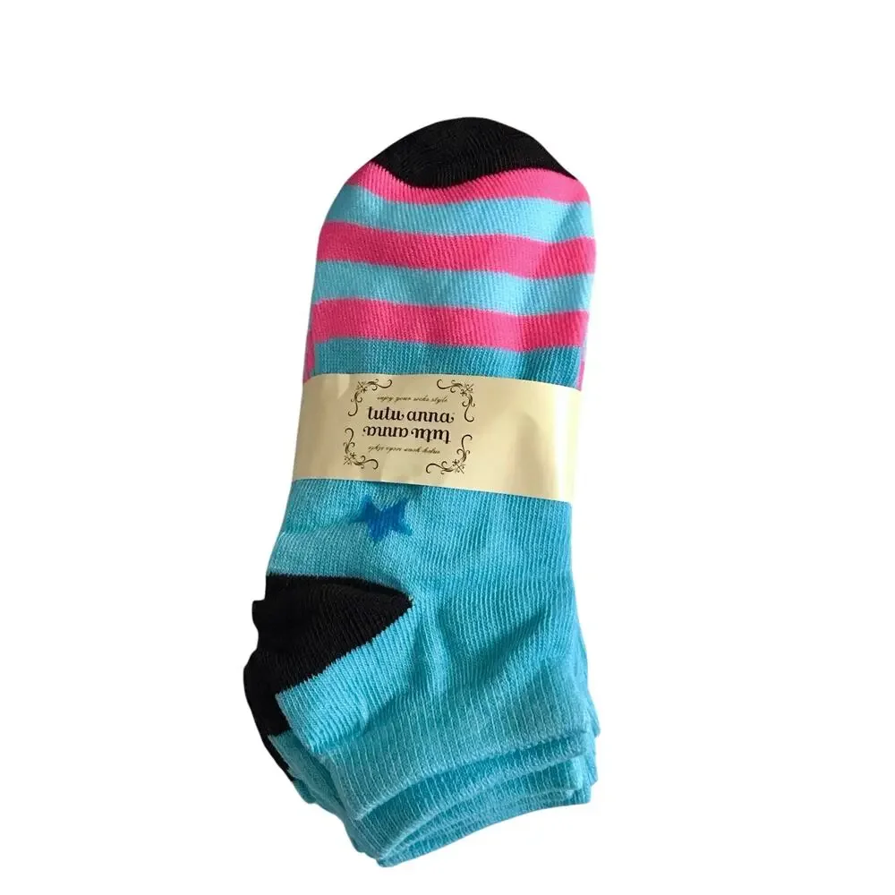 Tutu Anna NWT 5 Pairs No Show Blue, Pink, and Black Socks Women OS